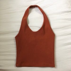 Topshop Burnt Orange Halter Crop Top
